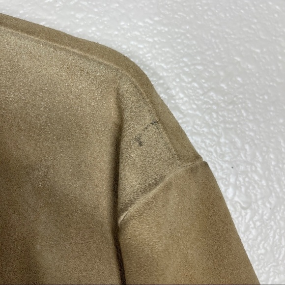 Vintage London Fog Bomber Jacket 70’s Suede Leather Beige Men’s Size 46 Reg - Picture 10 of 12